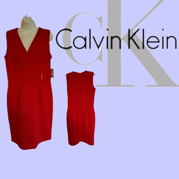 Calvin Klein Dresses & Skirts - CALVIN KLEIN RED SLEEVELESS DESIGNER DRESS NWT